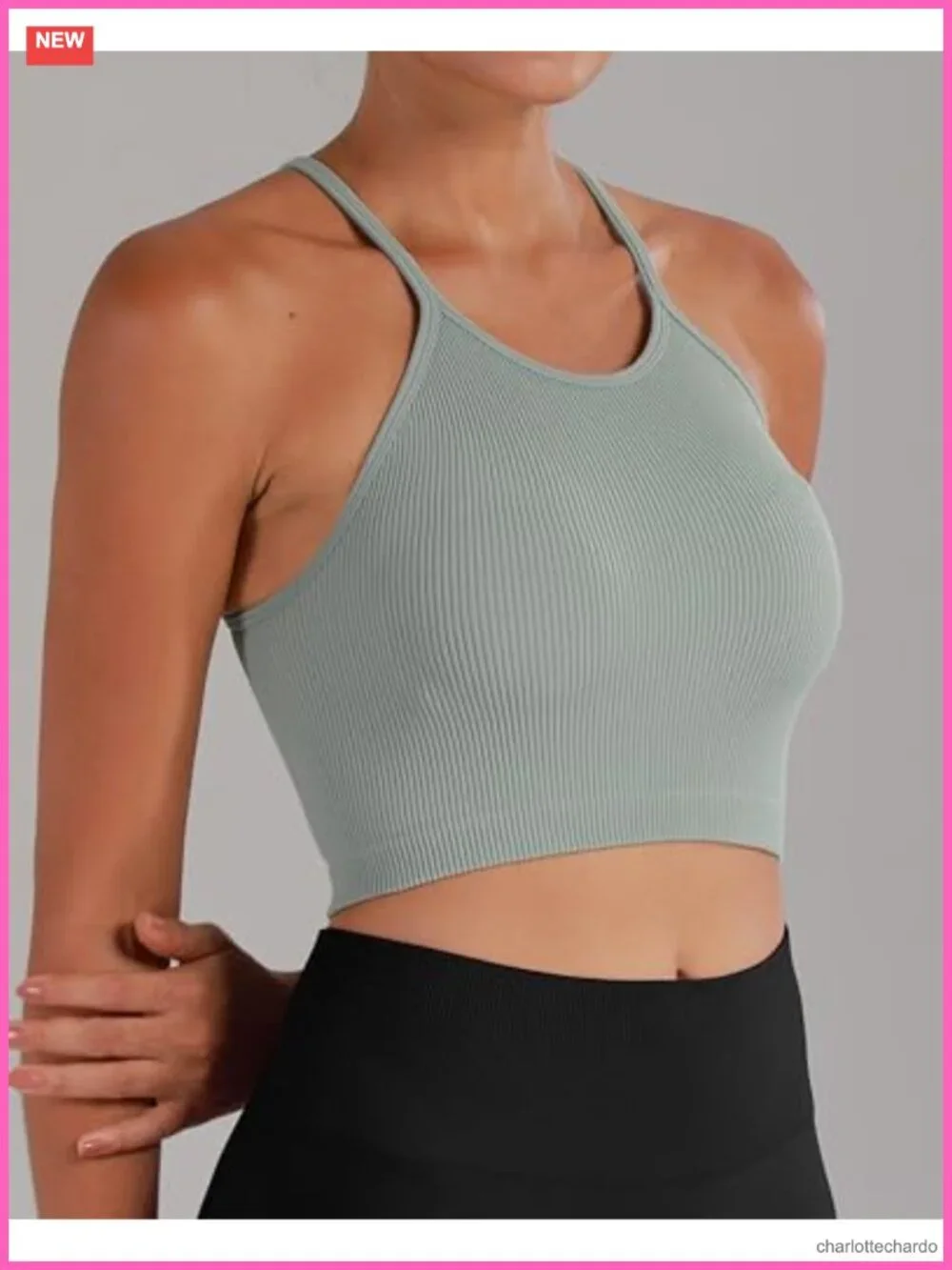 Seamless Ribbed Crop Tank Top Racerback Camisole Buttery Soft Nylon Spandex